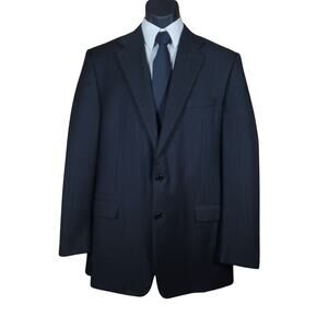 Hickey Freeman Madison 44L Blazer Black Multi-Stripe Loro Piana Super 130s Wool